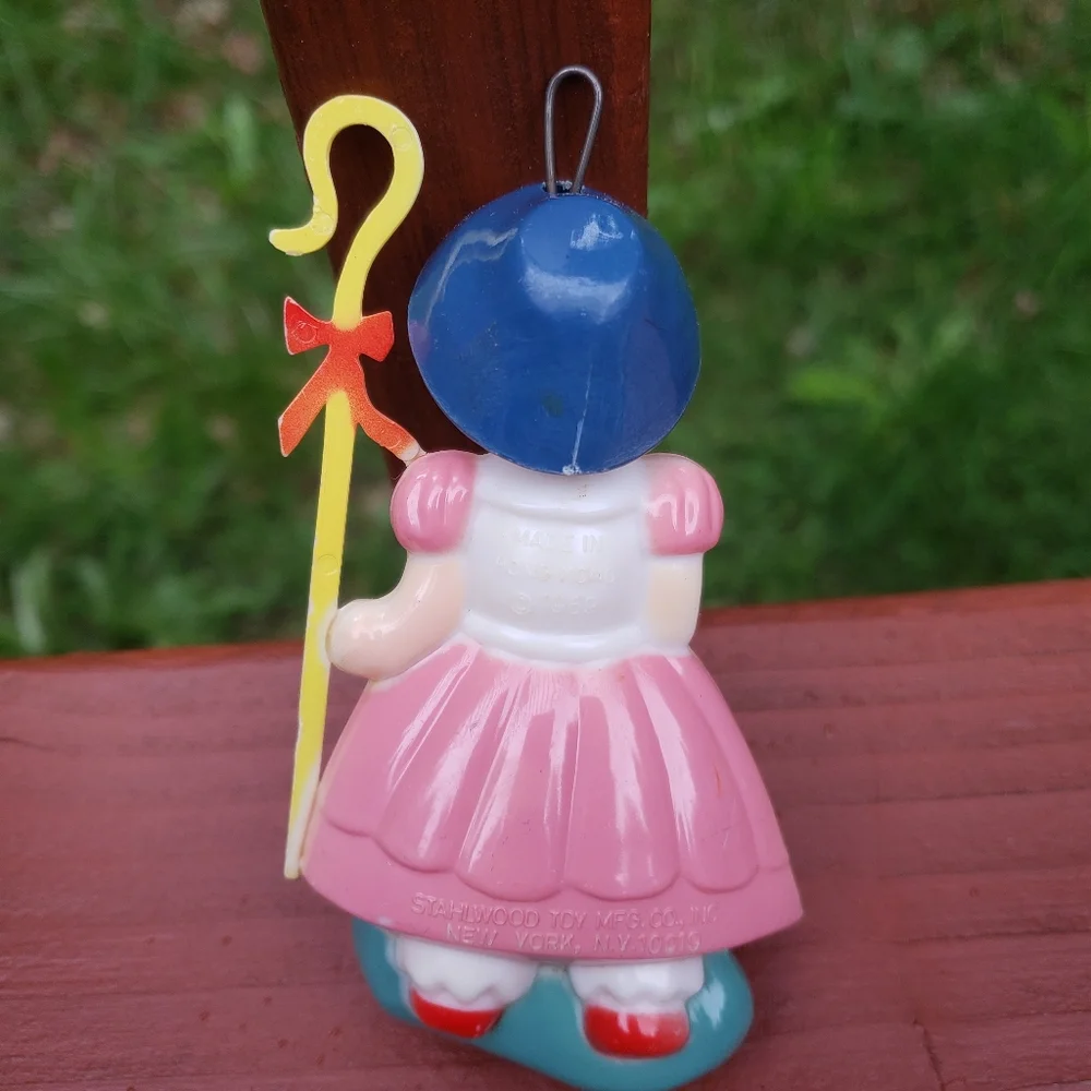 Vintage 1969 Little Bo Peep Ornament - Hard Plastic - Stahlwood Toy MFG. CO.